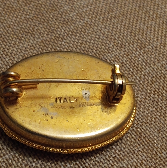 Micro Mosaic Made in Italy Stamped Oval Vintage Handmade Pin/Brooch - Picture 3 of 5